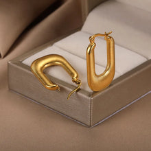 Load image into Gallery viewer, The U Plate Hoop Earring in Gold &amp; Silver (18k Gold Plated)
