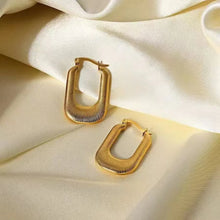 Load image into Gallery viewer, The U Plate Hoop Earring in Gold &amp; Silver (18k Gold Plated)

