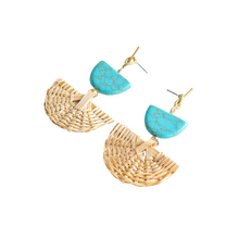 Load image into Gallery viewer, The Wicker Earring in Orange &amp; Blue
