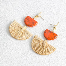 Load image into Gallery viewer, The Wicker Earring in Orange &amp; Blue
