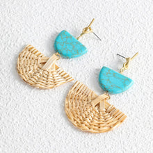 Load image into Gallery viewer, The Wicker Earring in Orange &amp; Blue
