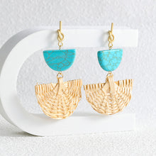 Load image into Gallery viewer, The Wicker Earring in Orange &amp; Blue
