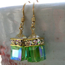 Load image into Gallery viewer, The Ice Cube Earring in Green &amp; Blue
