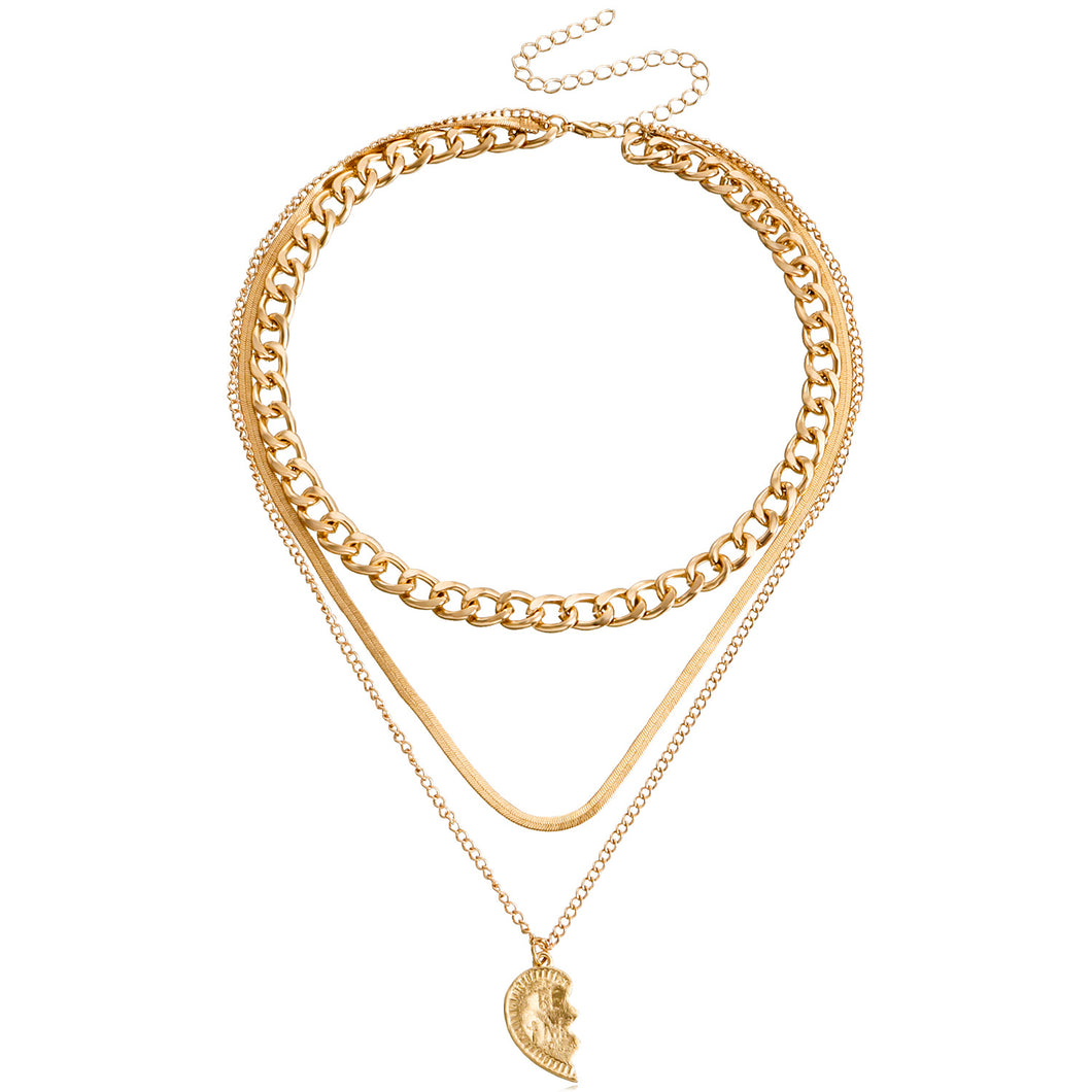 The Half-Hearted Layered Chain in Gold & Silver