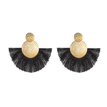 Load image into Gallery viewer, The Pom Pom Tassel Earring in Black, Green &amp; Red
