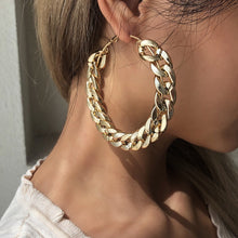 Load image into Gallery viewer, The Curb Link Hoop Earring in Gold &amp; Silver
