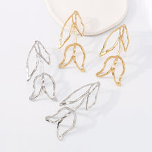 Load image into Gallery viewer, The Outlined Leaf Earring in Silver &amp; Gold
