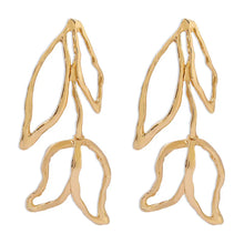 Load image into Gallery viewer, The Outlined Leaf Earring in Silver &amp; Gold
