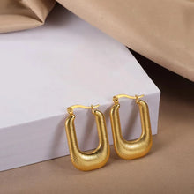 Load image into Gallery viewer, The U Plate Hoop Earring in Gold &amp; Silver (18k Gold Plated)
