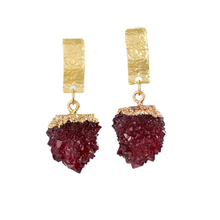 Load image into Gallery viewer, The Stone Nugget Earring in White or Wine Red
