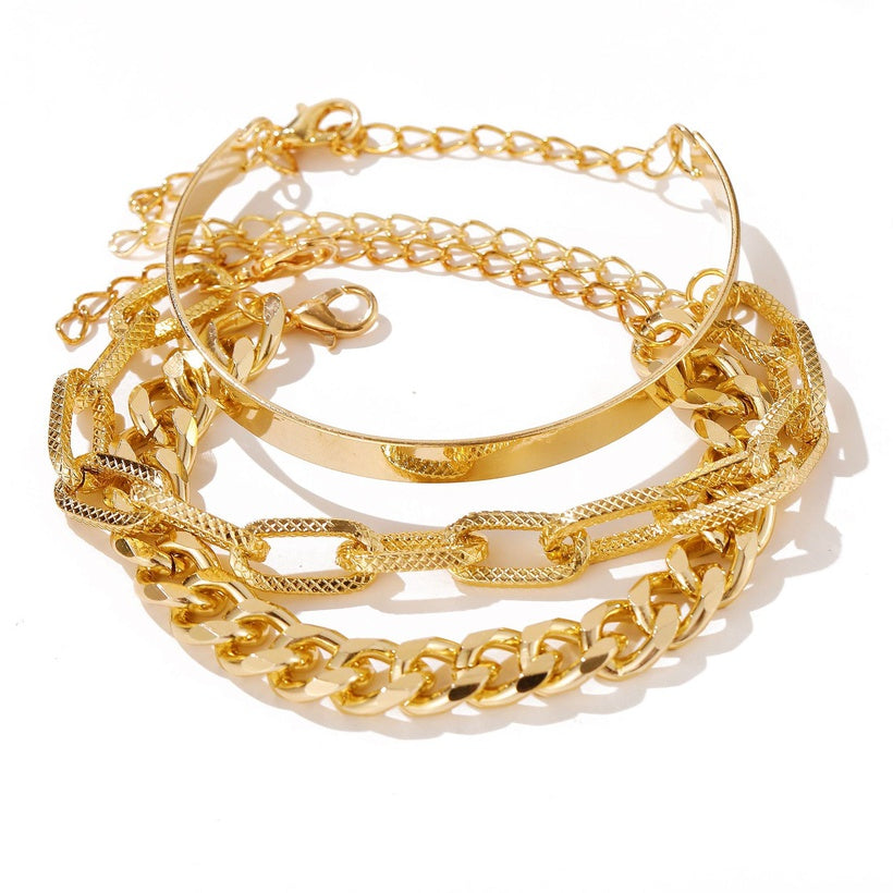 The 3-Layer Bracelet Set in Gold & Silver