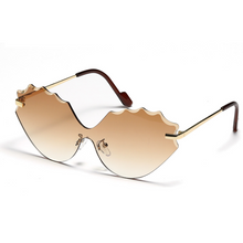 Load image into Gallery viewer, The  New Wave Frameless Sunglasses in Gold &amp; Grey
