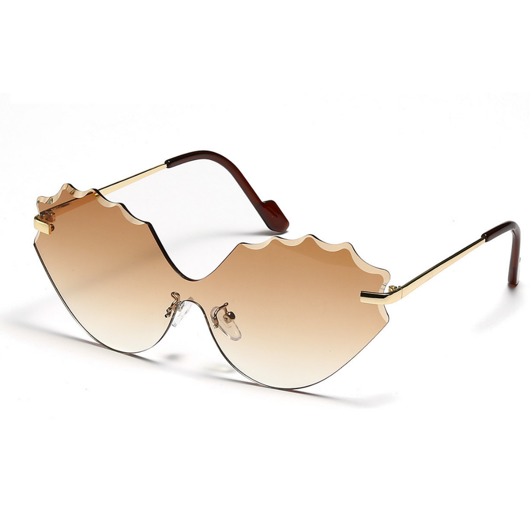 The  New Wave Frameless Sunglasses in Gold & Grey