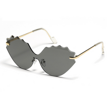 Load image into Gallery viewer, The  New Wave Frameless Sunglasses in Gold &amp; Grey
