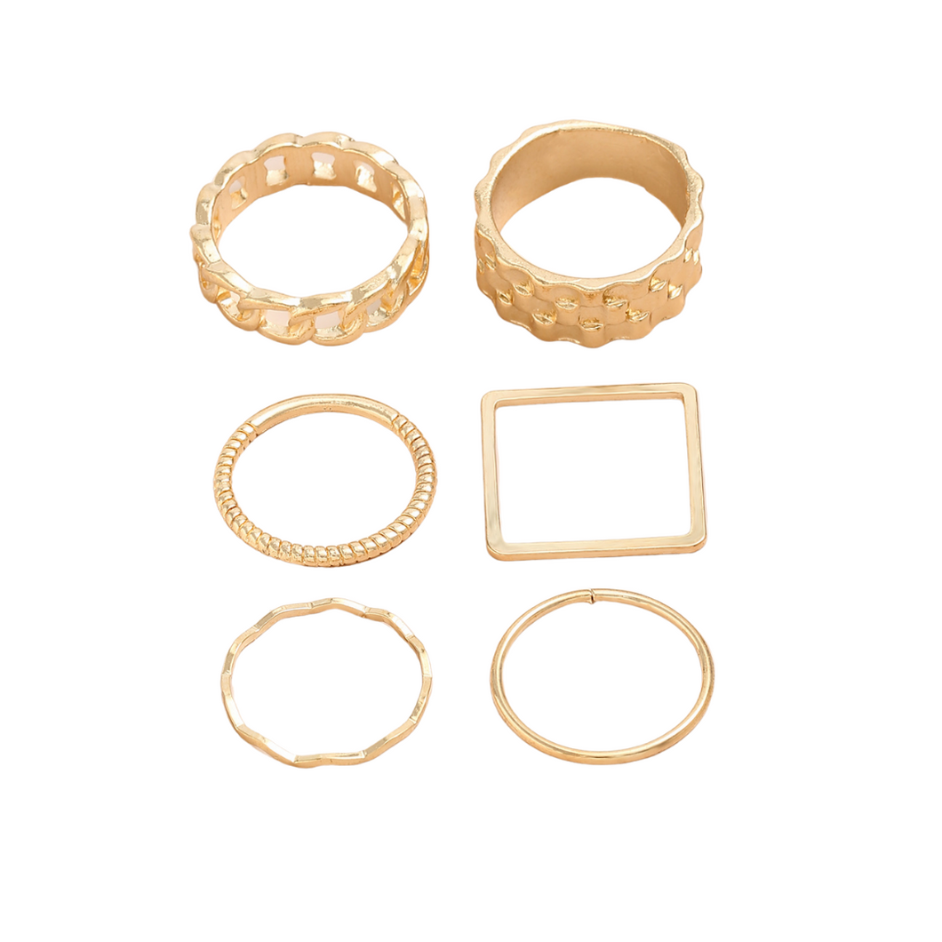 The Geo 6 Piece Ring Set