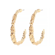 Load image into Gallery viewer, The C-Shape Textured Earring in Gold &amp; Silver
