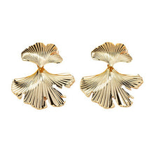 Load image into Gallery viewer, The Double Leaf Retro Earring in Gold and Silver
