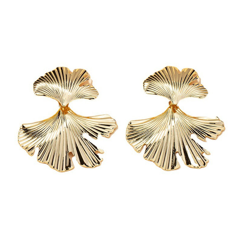 The Double Leaf Retro Earring in Gold and Silver