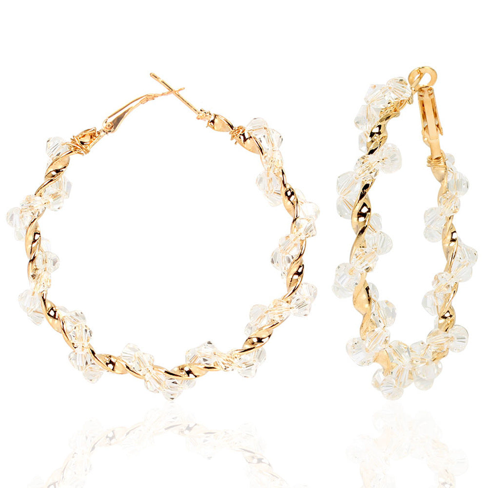 Hand-woven Crystal Hoop Earrings