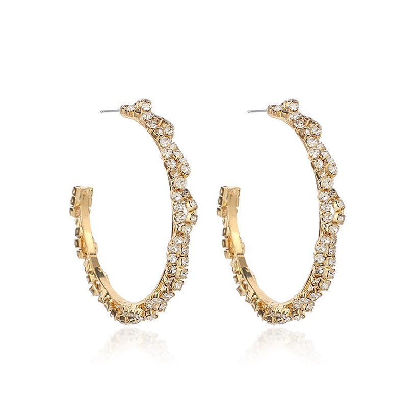 The Laced Rhinestone Hoop Earring in Gold or Silver