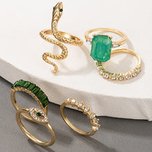 Load image into Gallery viewer, The Emerald Snake Ring Set
