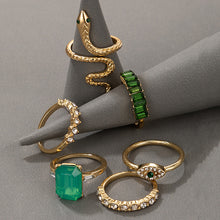 Load image into Gallery viewer, The Emerald Snake Ring Set
