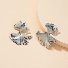 Load image into Gallery viewer, The Double Leaf Retro Earring in Gold and Silver
